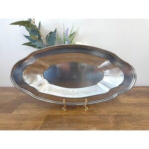 Vintage Silver Plated Sandwich Tray Ornate Etched Serving Platter Cottagecore